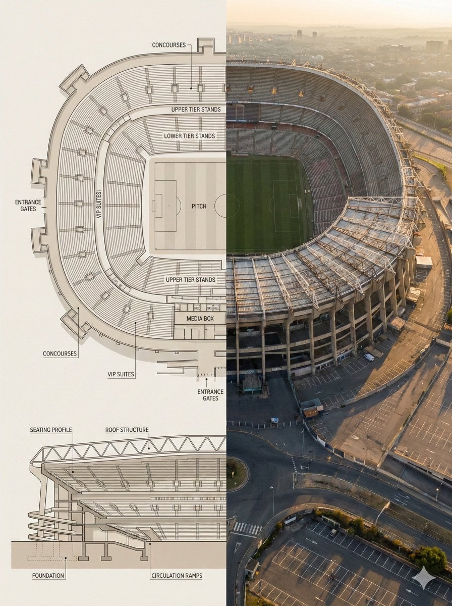 Split composition image, left and right halves clearly di...