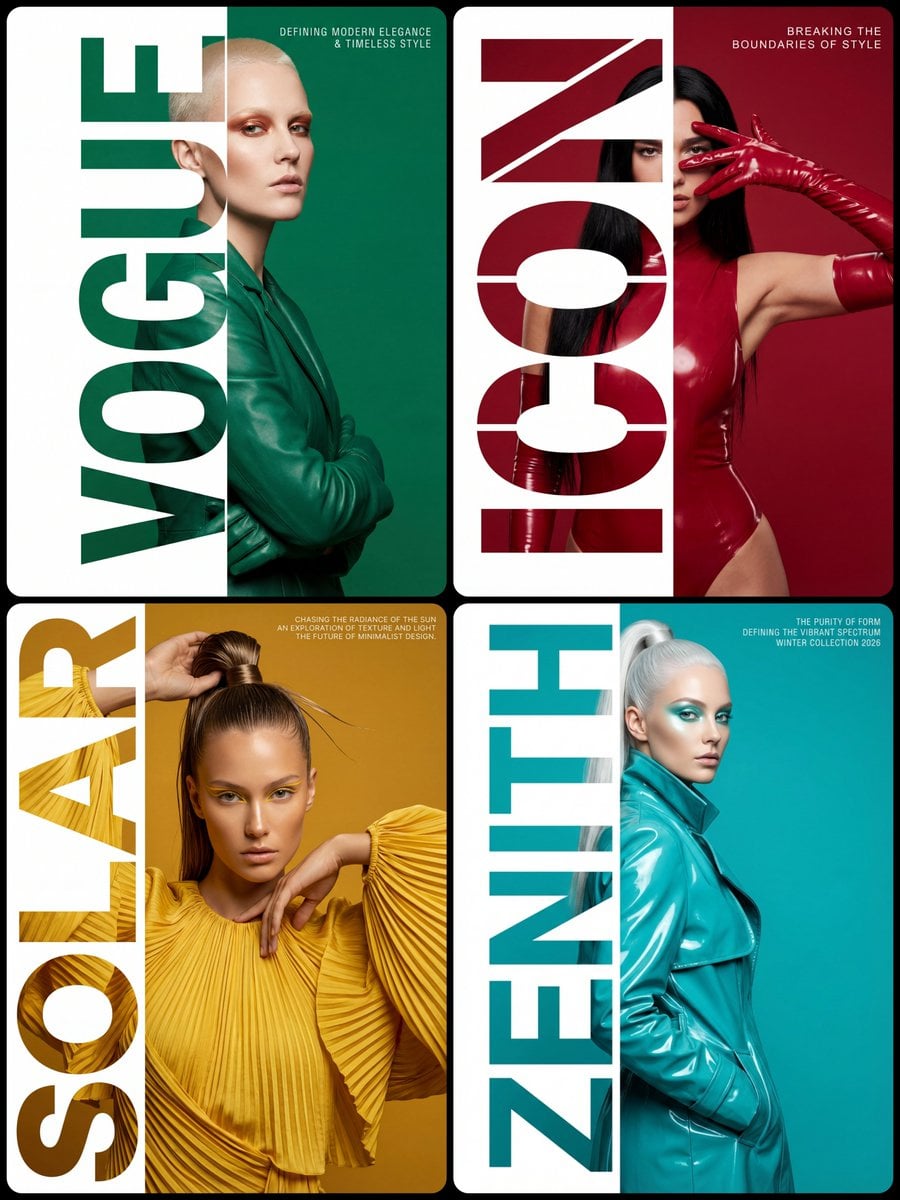 Style & Composition: High-fashion editorial typography po...