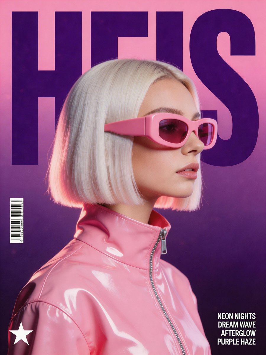A stylized, retro-futuristic music poster in a synthwave ...