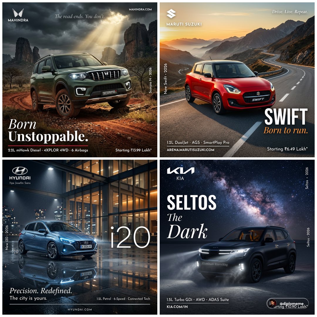 Hyper-realistic professional automotive commercial ad pos...