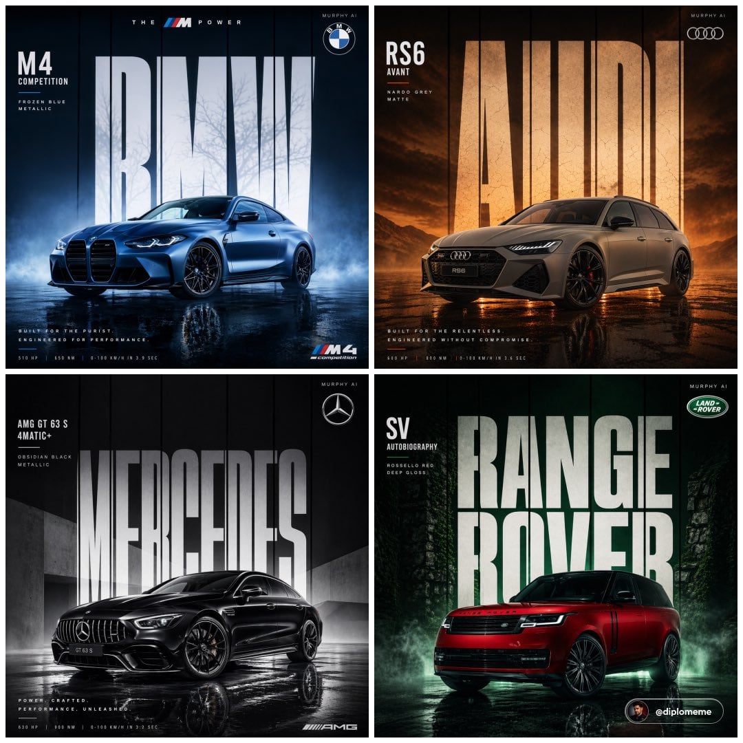 Cinematic automotive billboard poster, [CAR MODEL + VARIA...