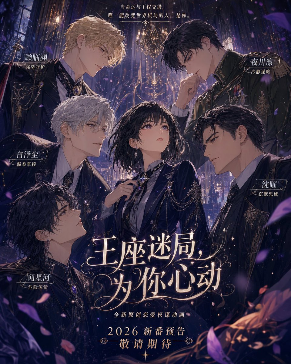 请创作一张【主题为：】的[乙女恋爱游戏主视觉海报]风格的二次元宣传图。