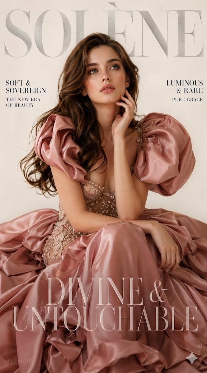 A breathtaking luxury fashion magazine cover. Large bold ...
