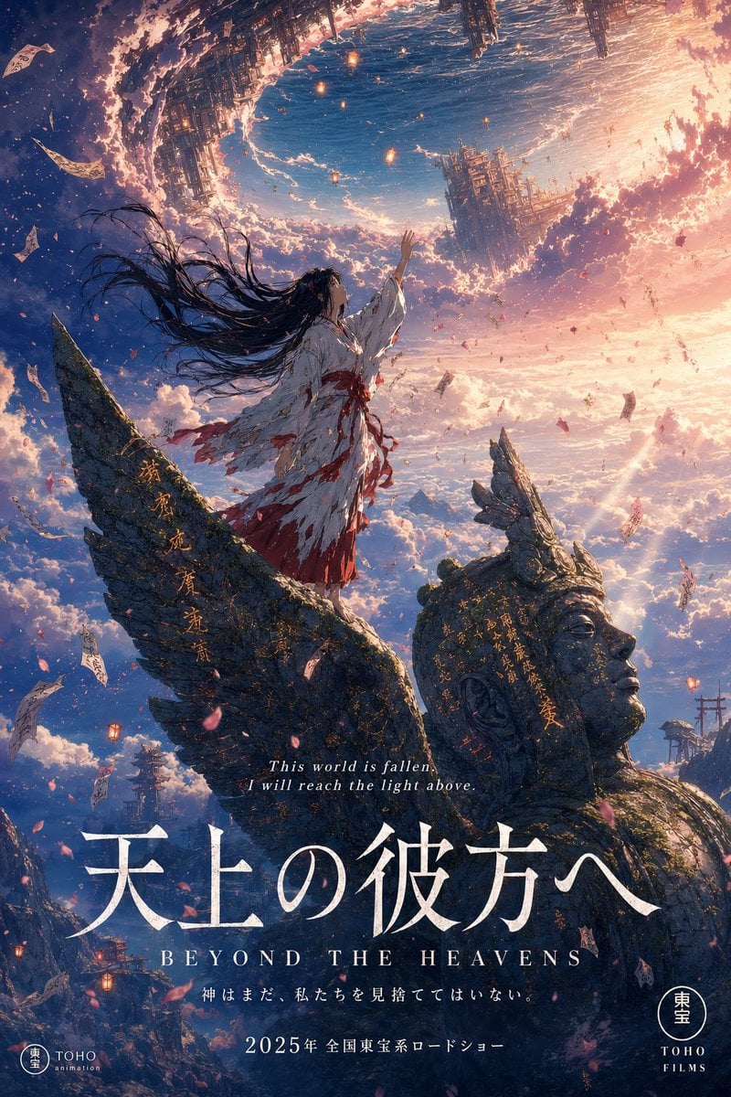 A stunning anime theatrical movie poster in portrait form...