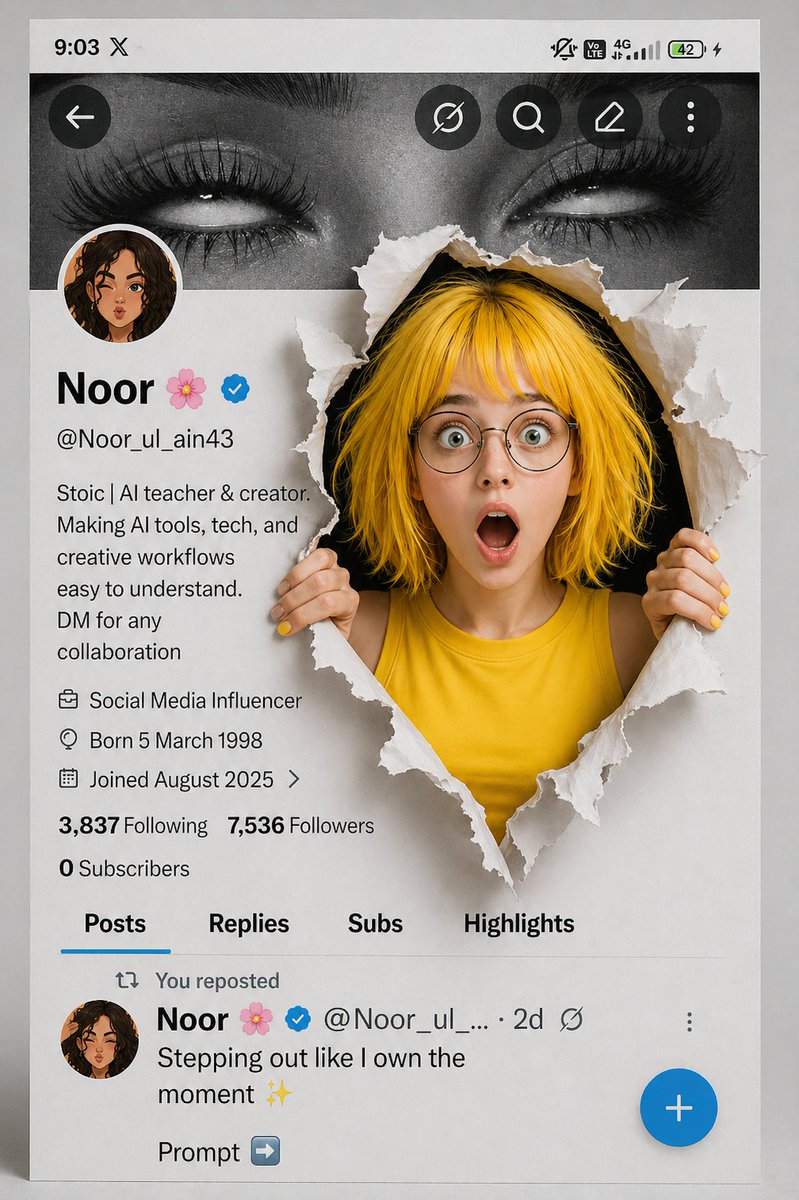 A creative 3D photo manipulation of a social media profil...