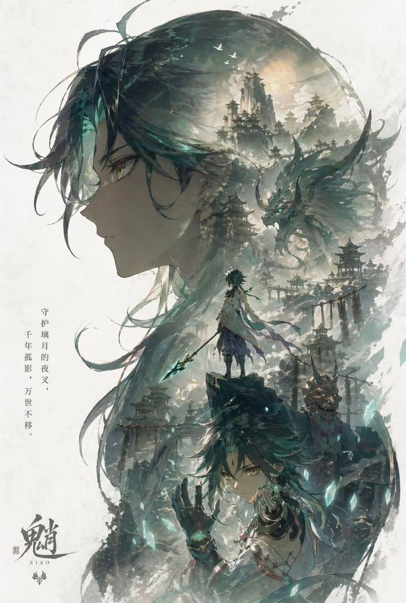 Create a character promotional poster for “[XXX]”, using ...