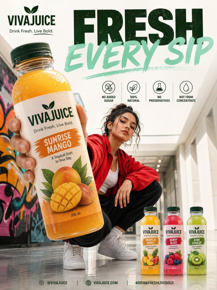 Create a premium modern beverage advertisement poster in ...