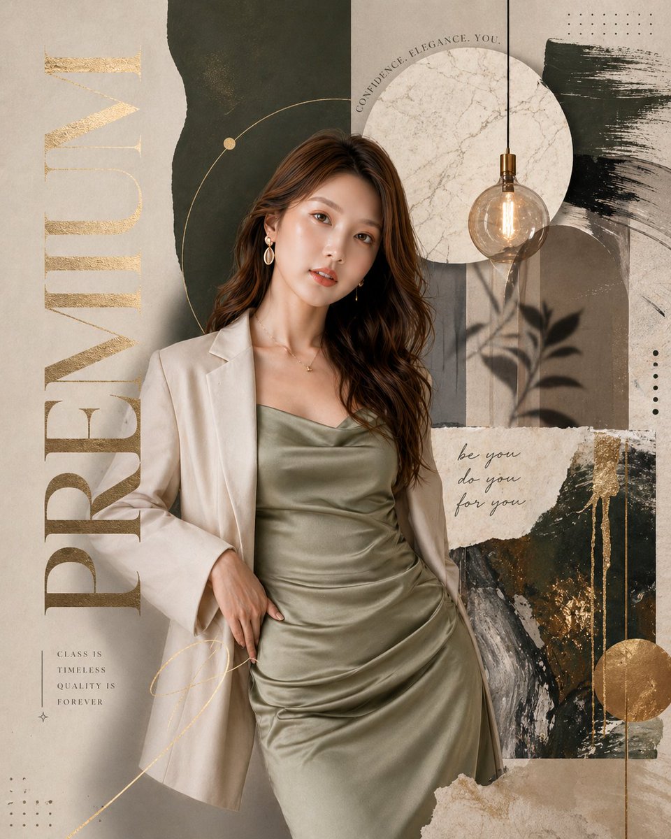 Luxury fashion editorial poster, premium magazine collage...