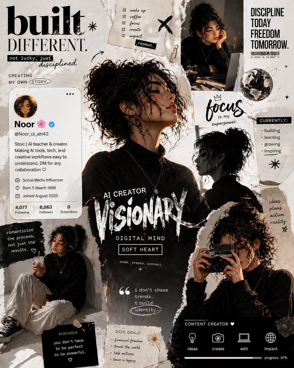 A bold, editorial-style digital collage in a monochrome w...