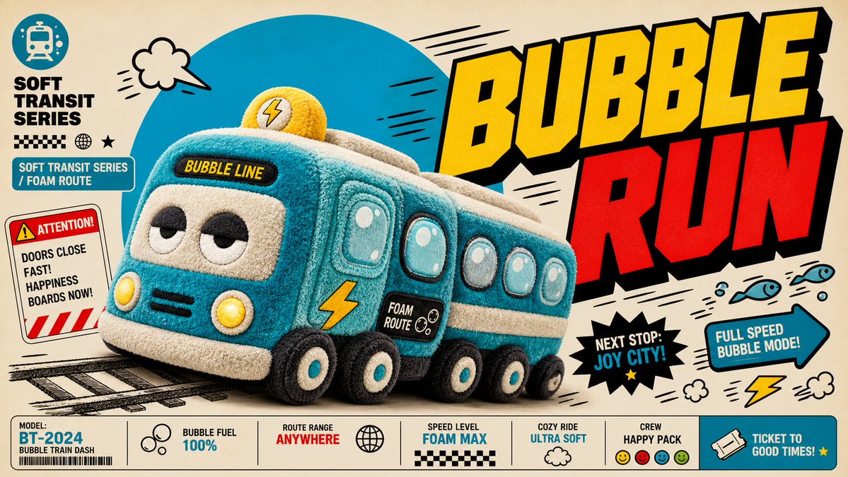 Create an image in the "Plush Comic Toy Product Poster" s...