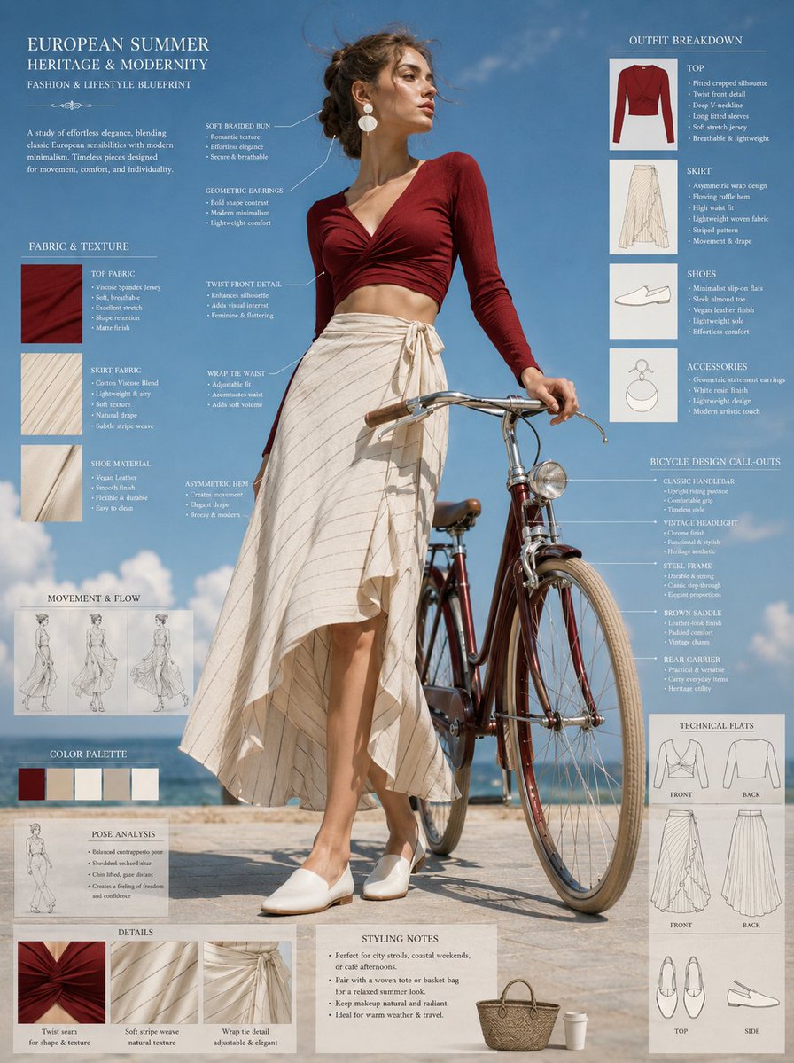 Fashion blueprint sheet of an elegant young woman posing ...
