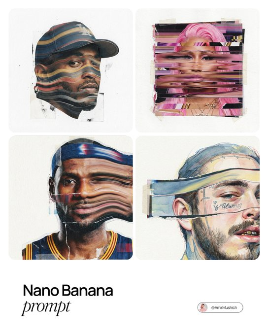 A surreal mixed-media portrait of [PERSON], set against a...