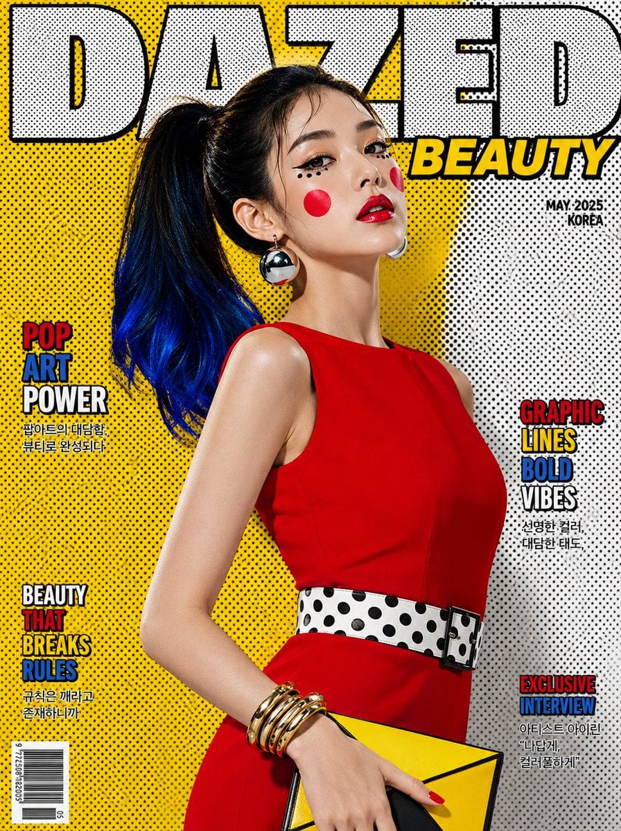 Ultra-realistic pop-art luxury beauty magazine cover feat...