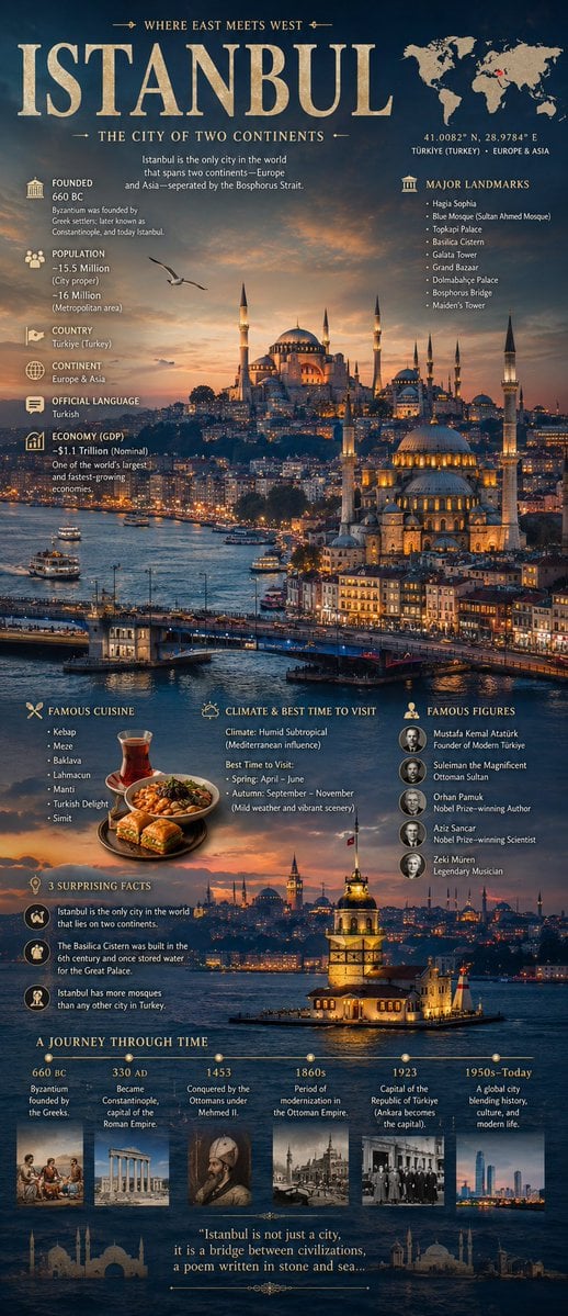 A cinematic editorial infographic poster for [city name],...