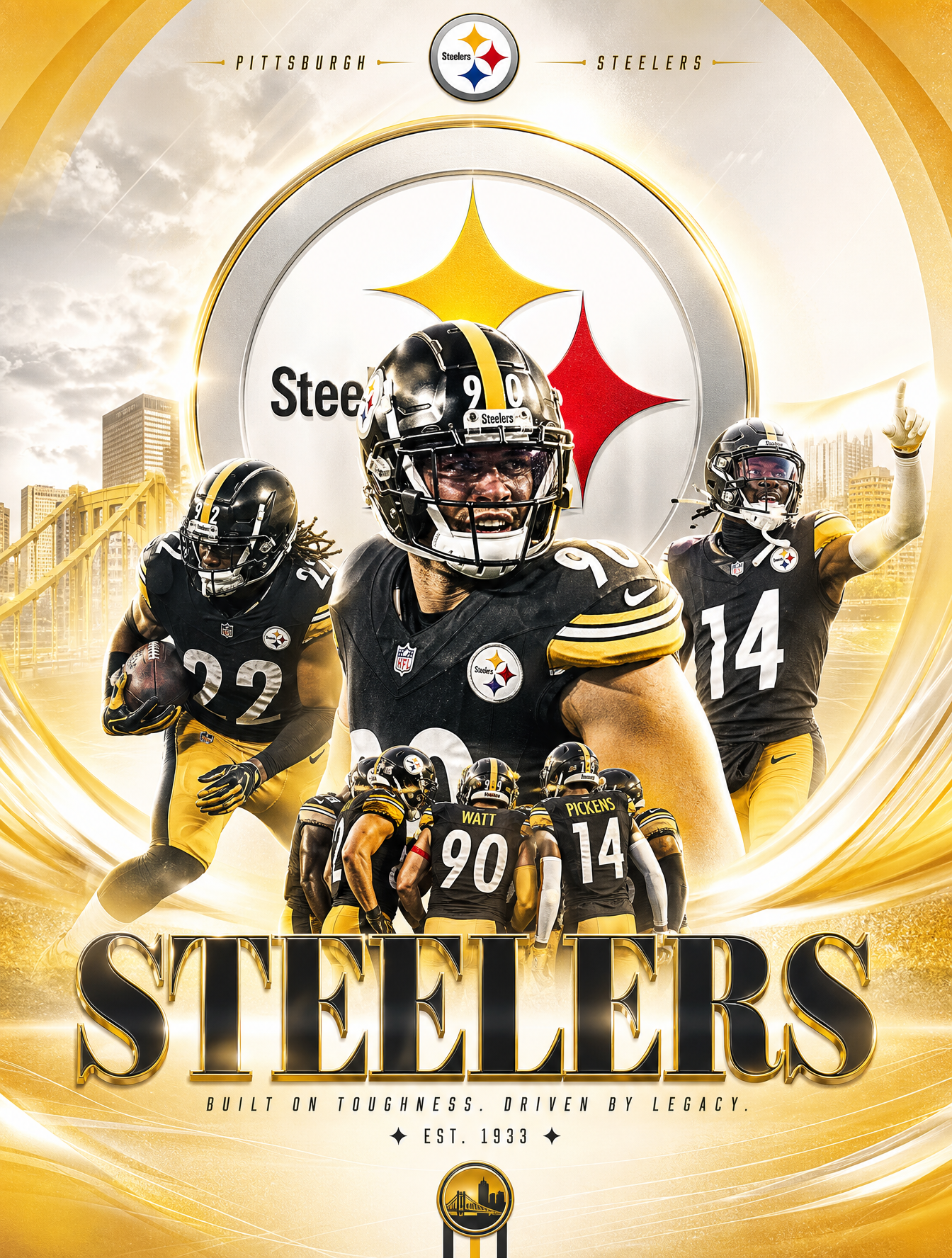 tạo lại đẹp hơn,sang trọng phù hợp đội steelers,tone sáng...