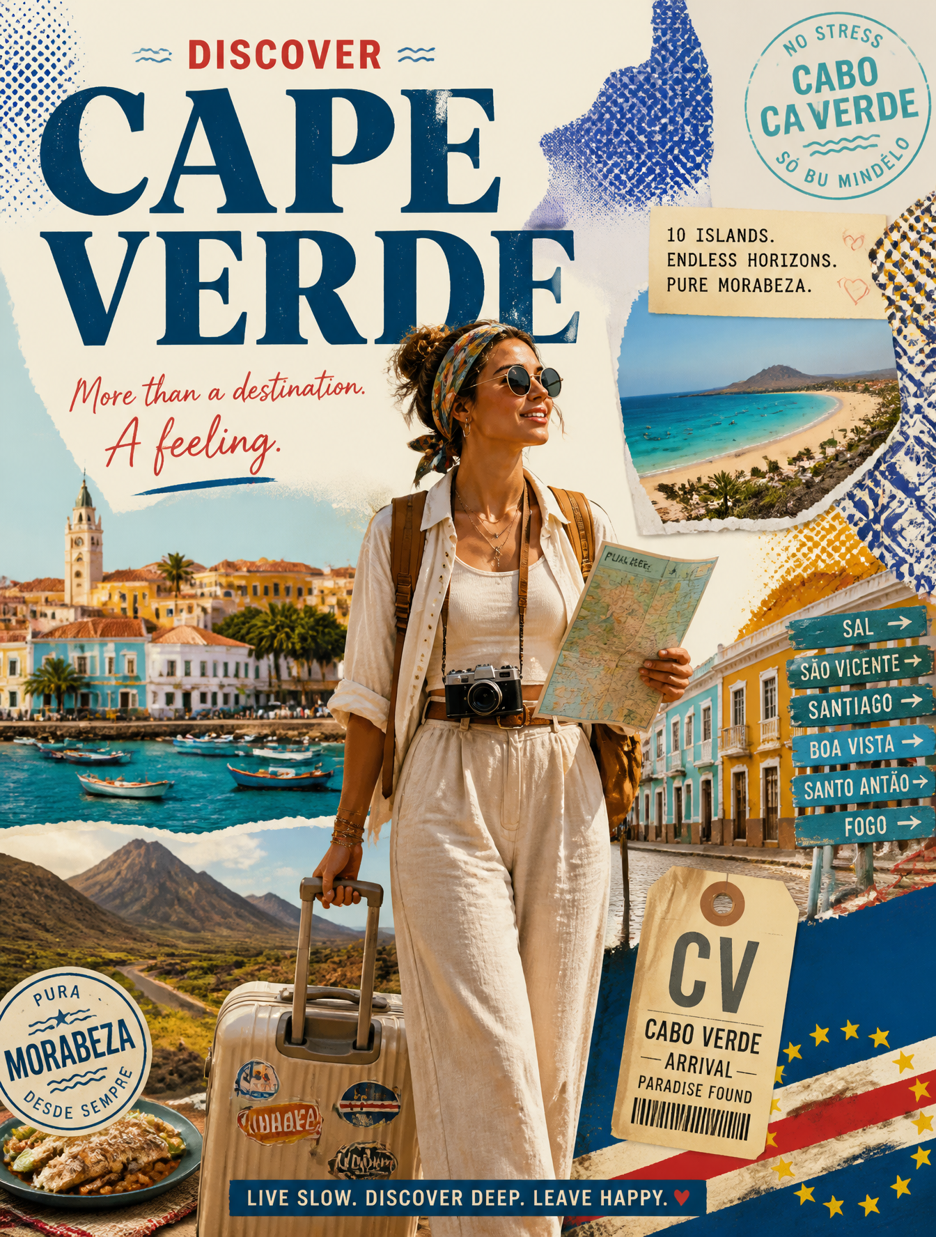 Create a stylized travel poster for [CAPE VERDE].The main...