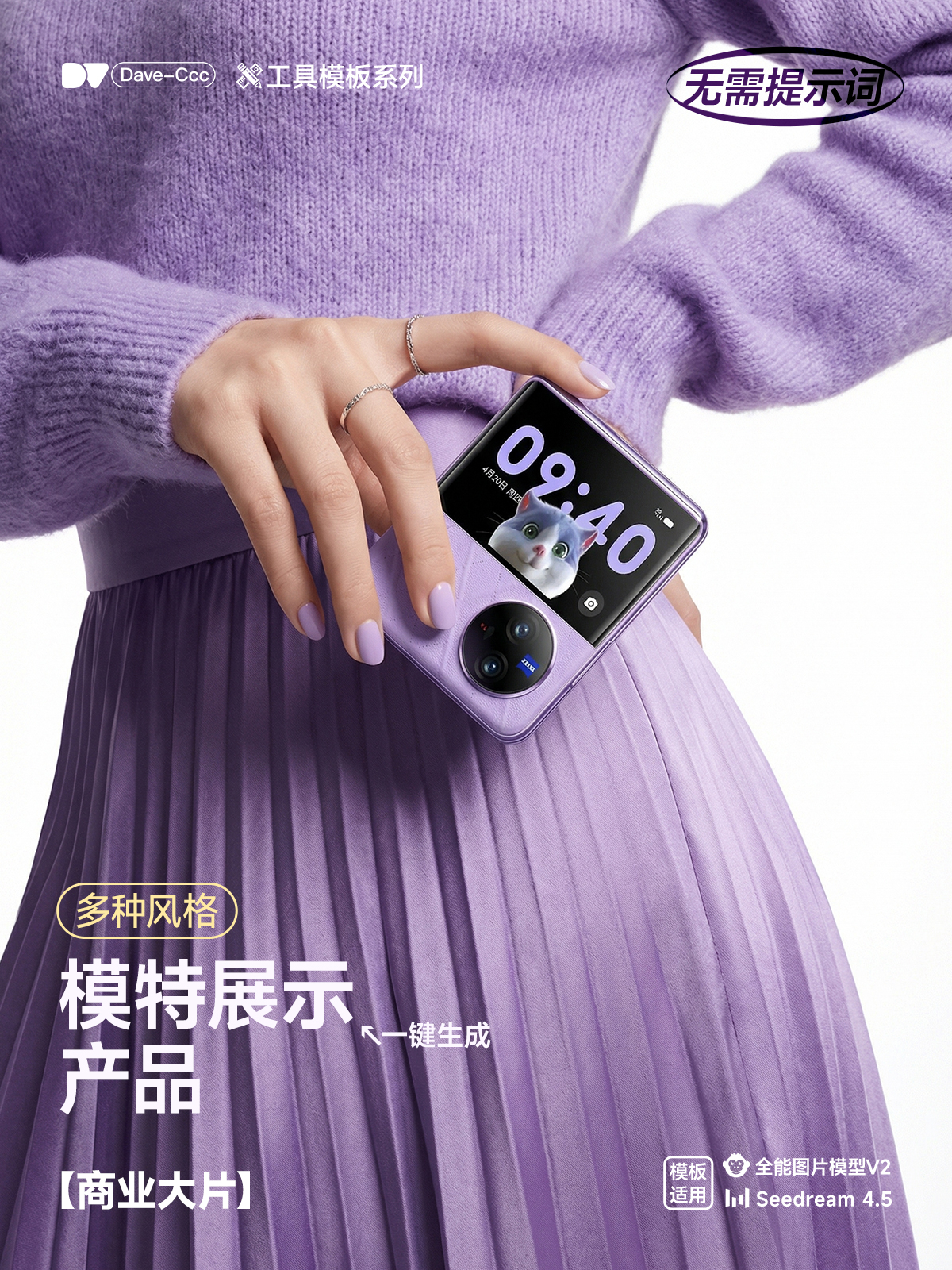 电商模特手持产品展示｜轻奢时尚｜场景海报