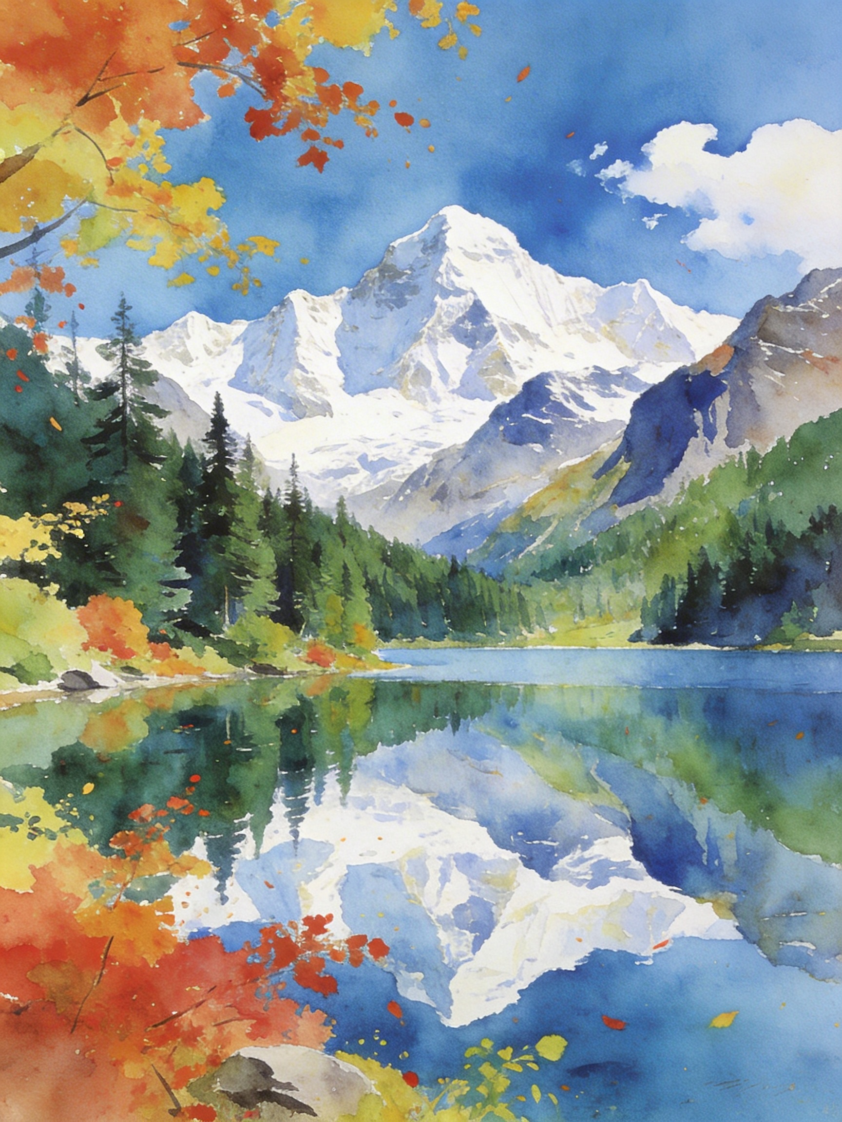 水彩风景插画