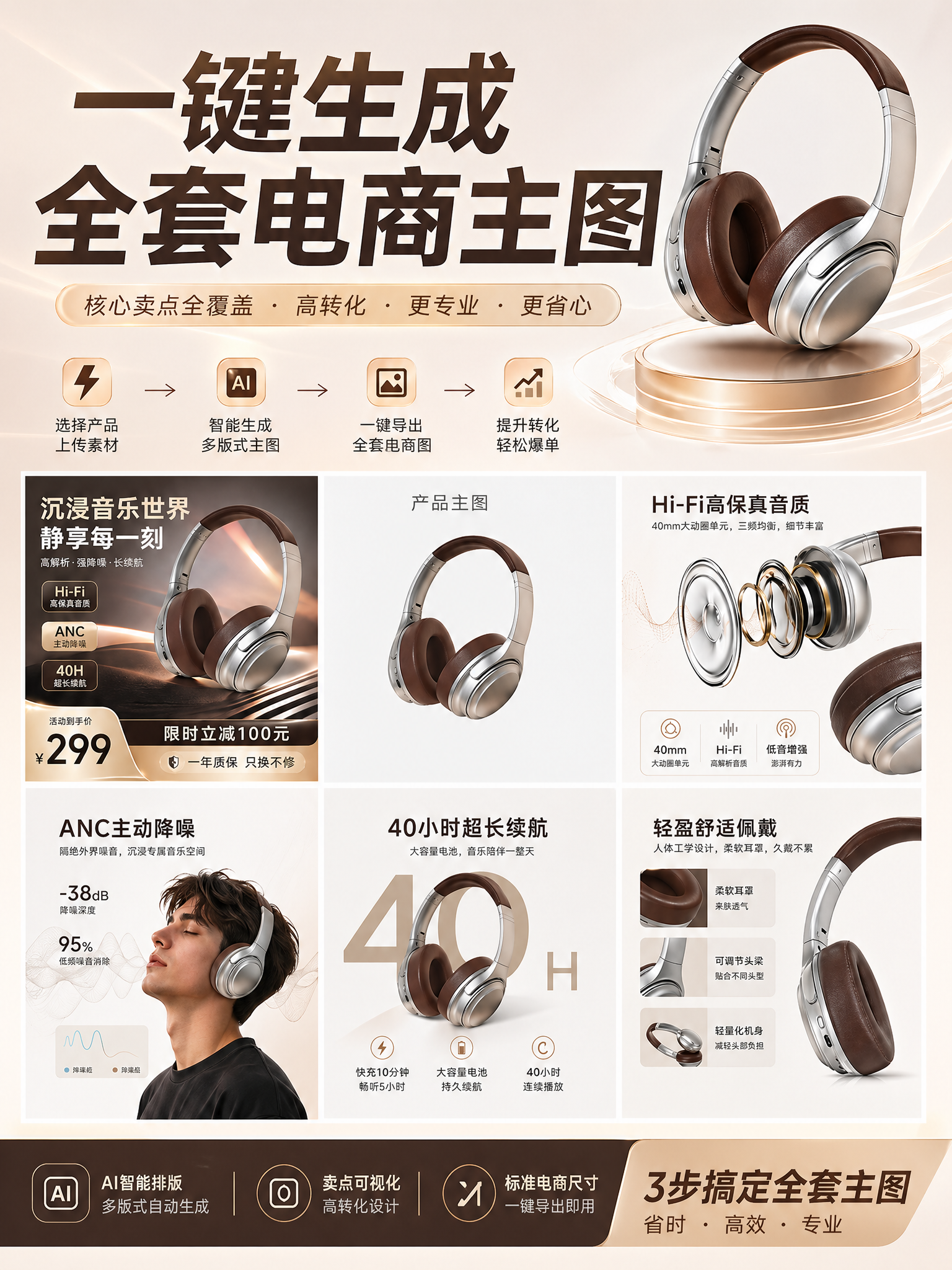 一键全套版电商主图直通车图卖点图小详情页