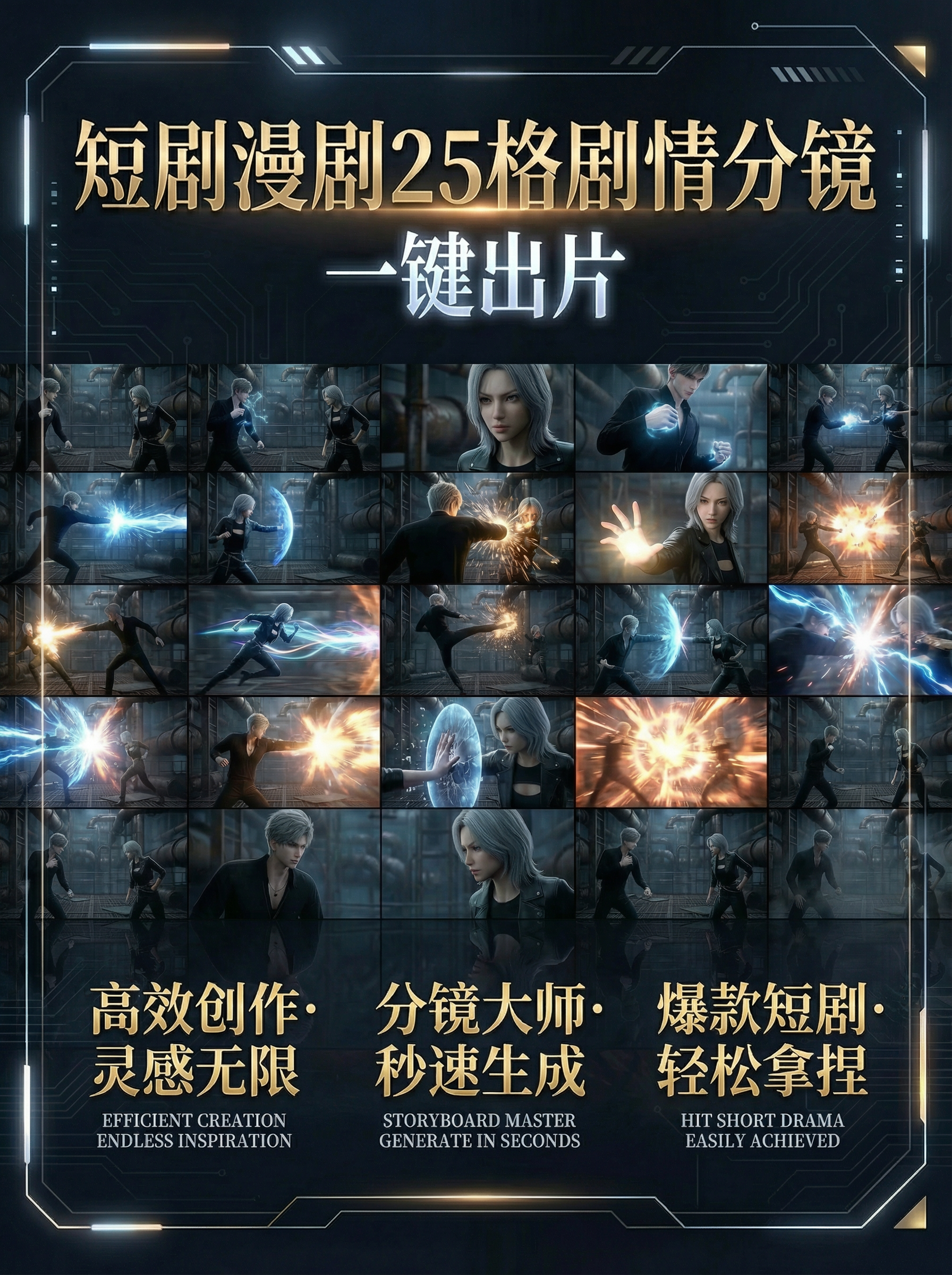 短剧漫剧25宫格剧情分镜