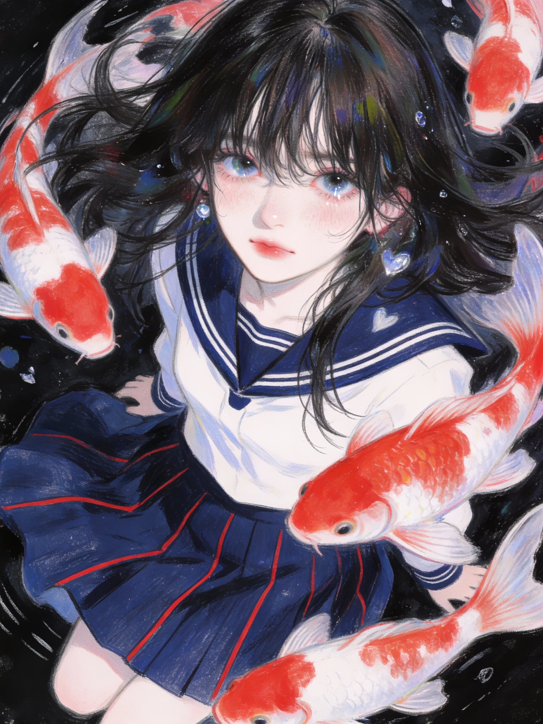 彩铅氛围感手绘头像插画
