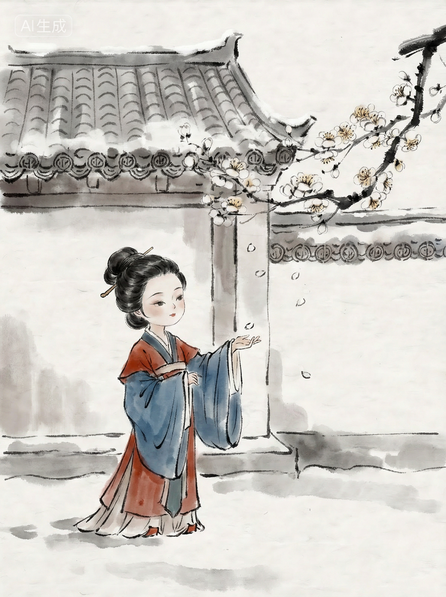 现代q版水墨插画
