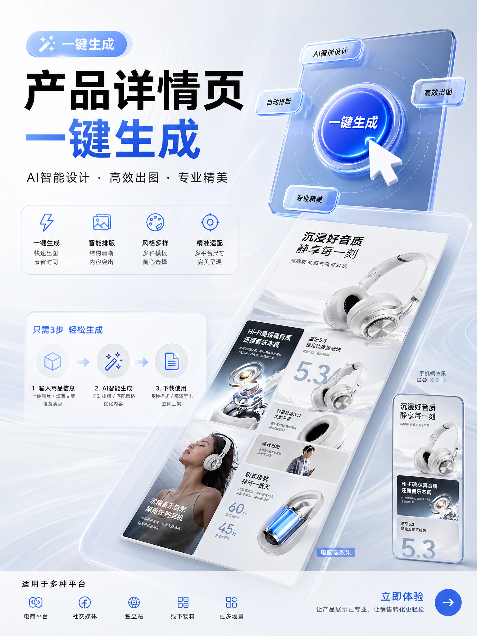 全类目一键产品电商详情页完整高级感视觉