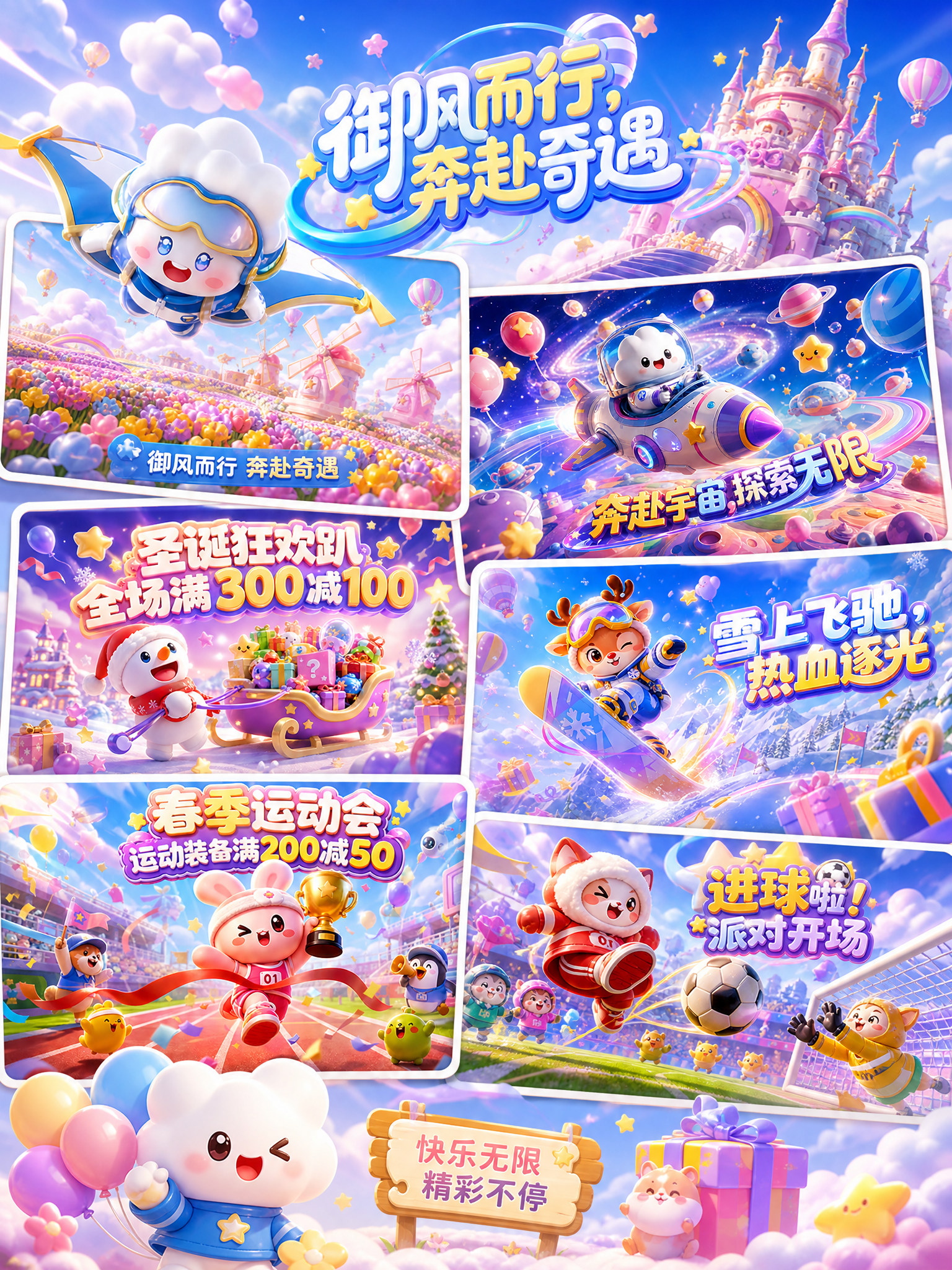 Q 版萌系潮玩风 3D 商业海报