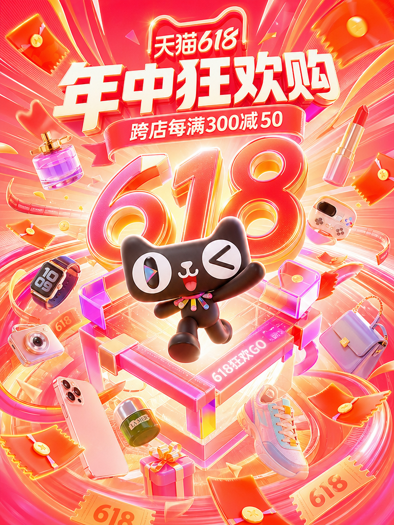 3D电商运营活动促销风格618双11海报