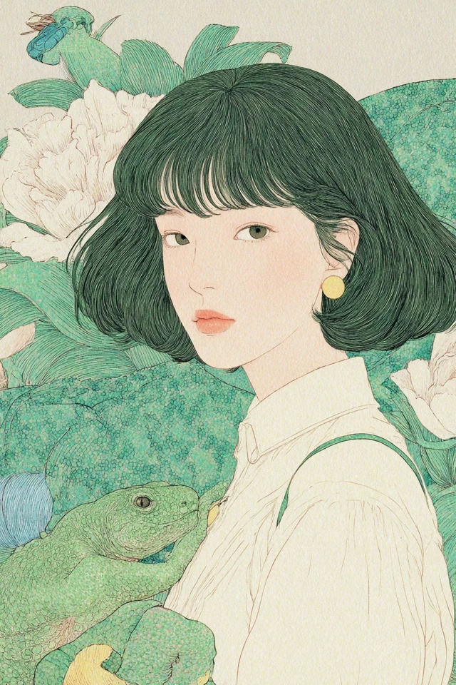 工笔风现代插画+新装饰主义特征
