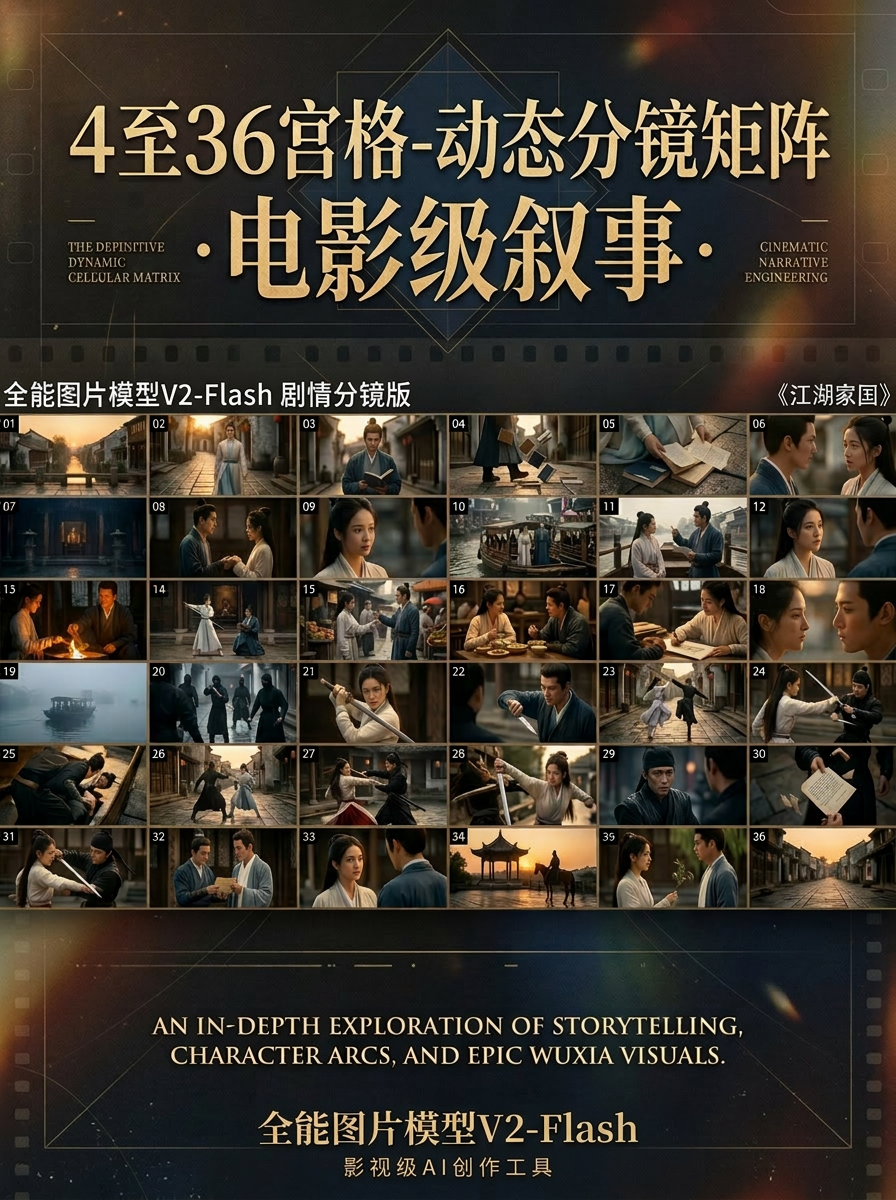 4至36宫格动态分镜矩阵·电影级叙事