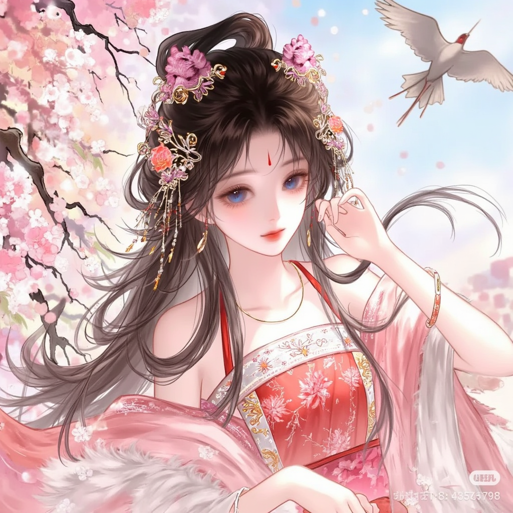 网红小红书手绘唯美古风女头像