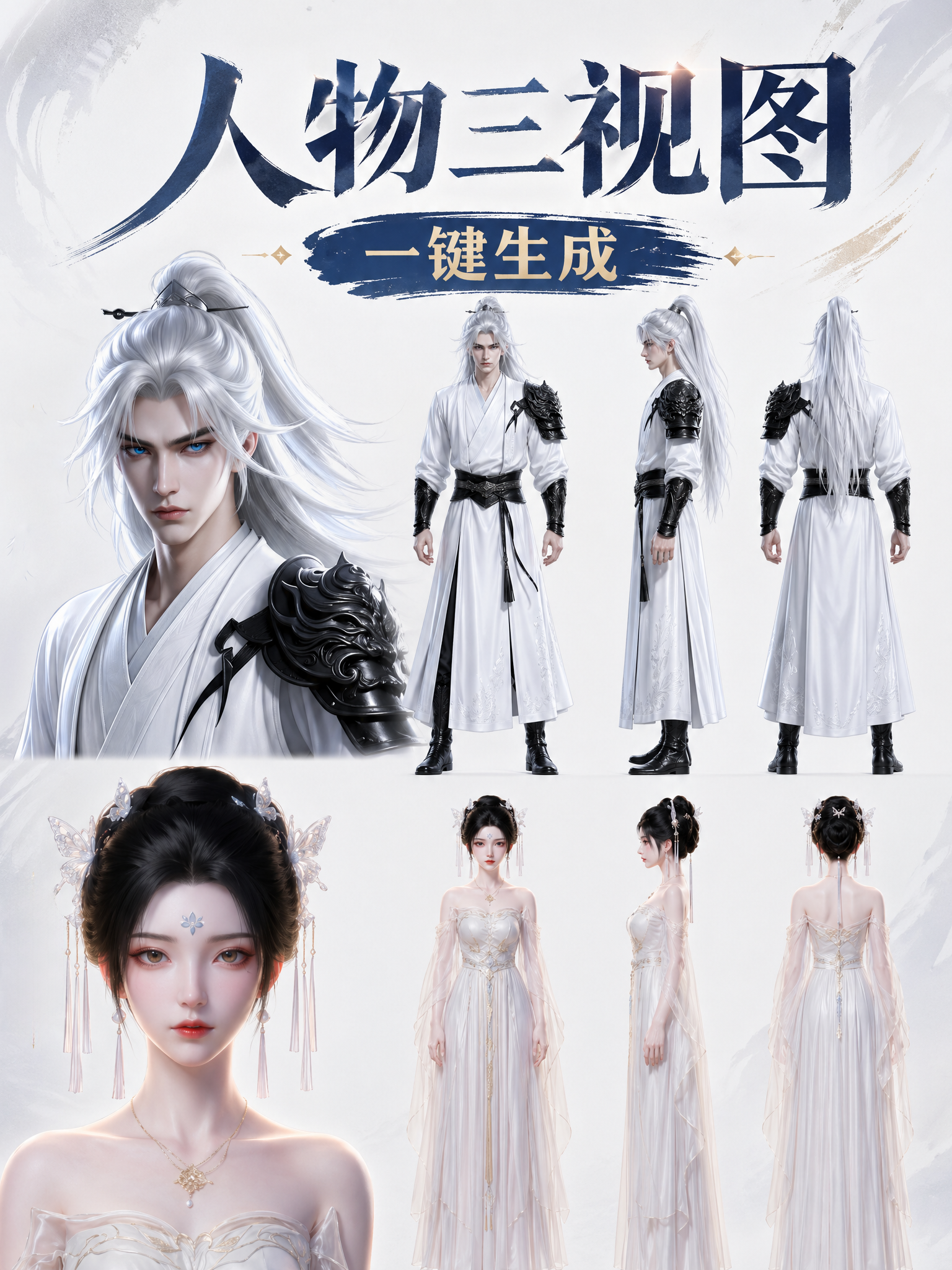 漫剧三视图主角三视图视频AI短剧三视图