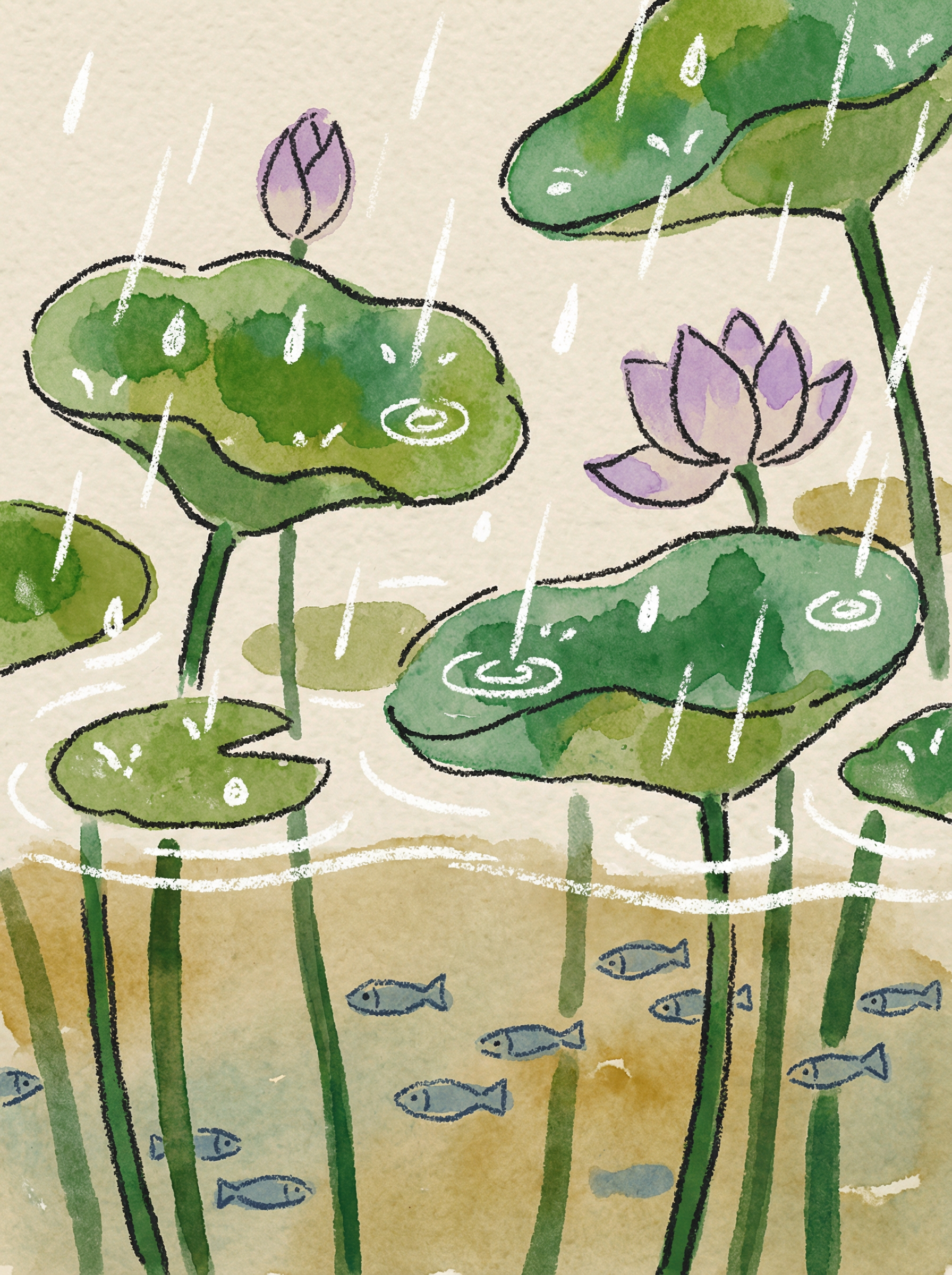 一键生成蜡笔水彩风格插画