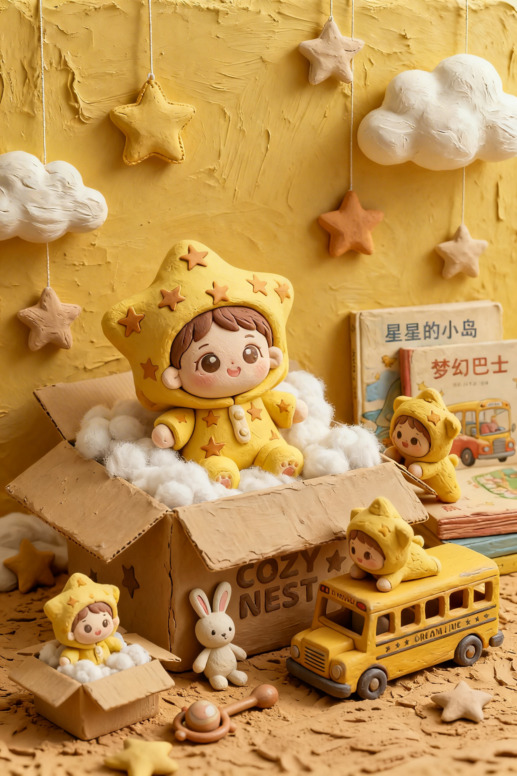 温暖治愈系3D黏土风格