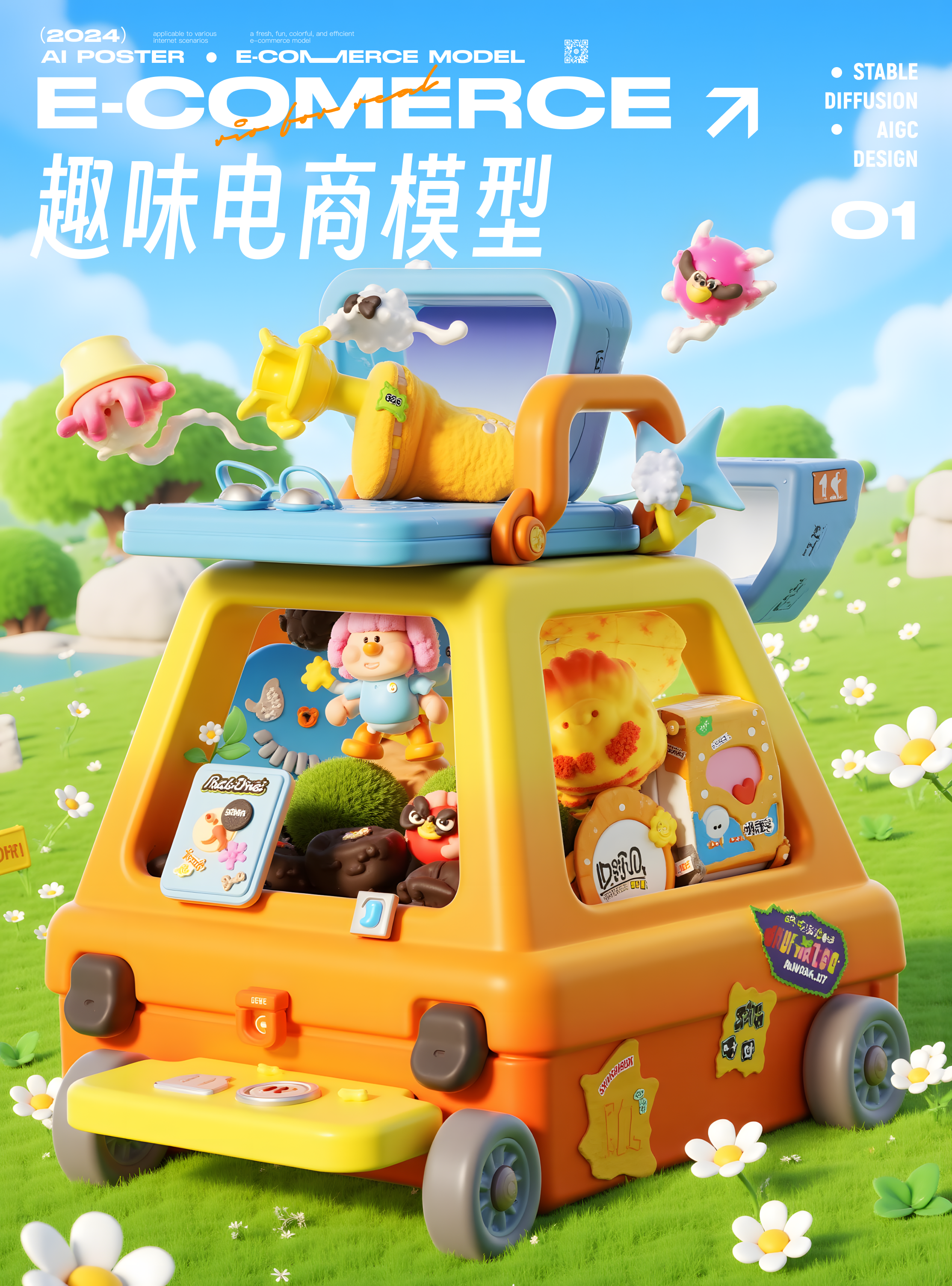 趣味3D卡通电商场景