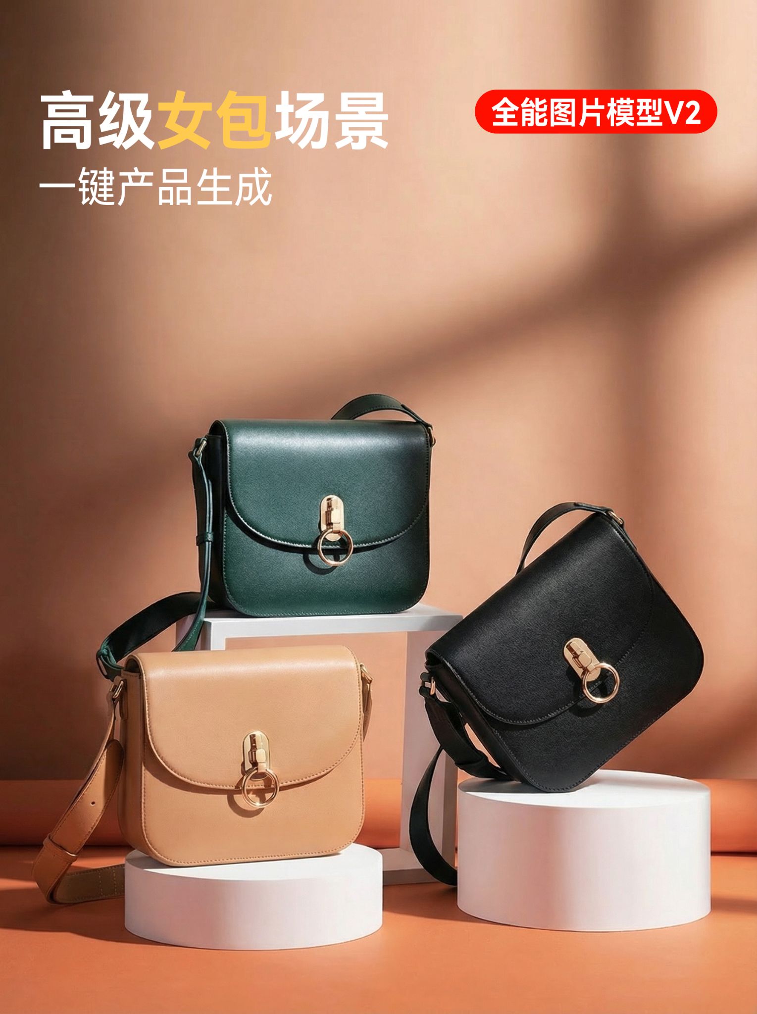 高级女包场景电商产品电商场景渲染摄影