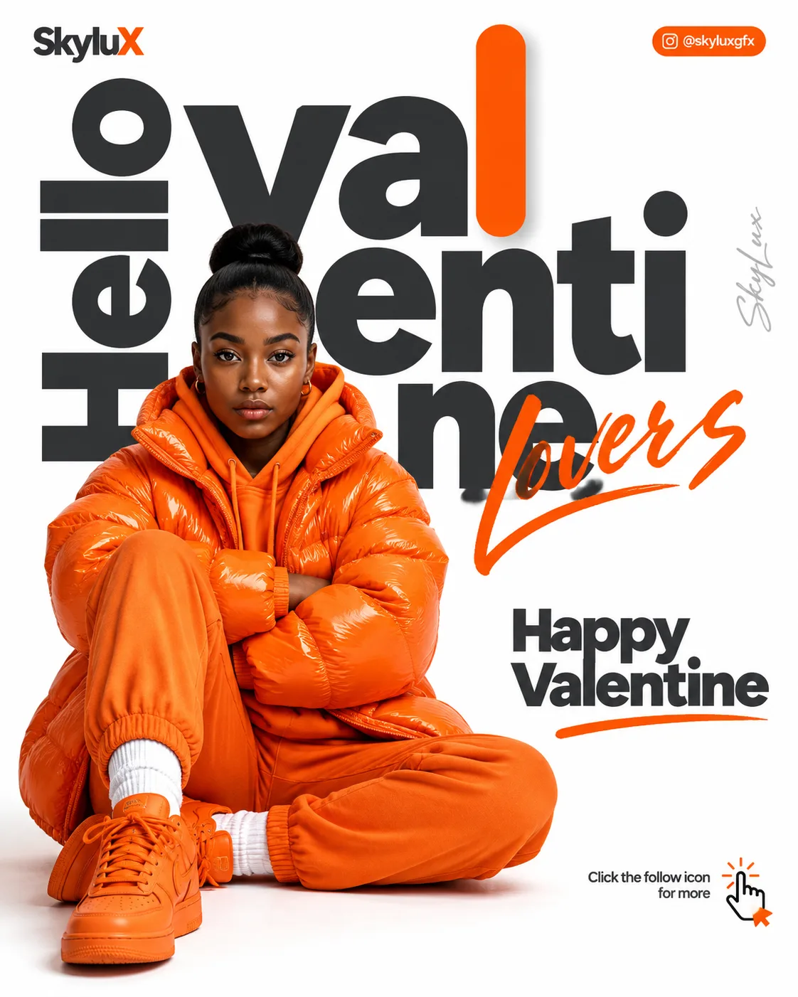 Create a vertical 4:5 clean social-media Valentine poster on a pure whit