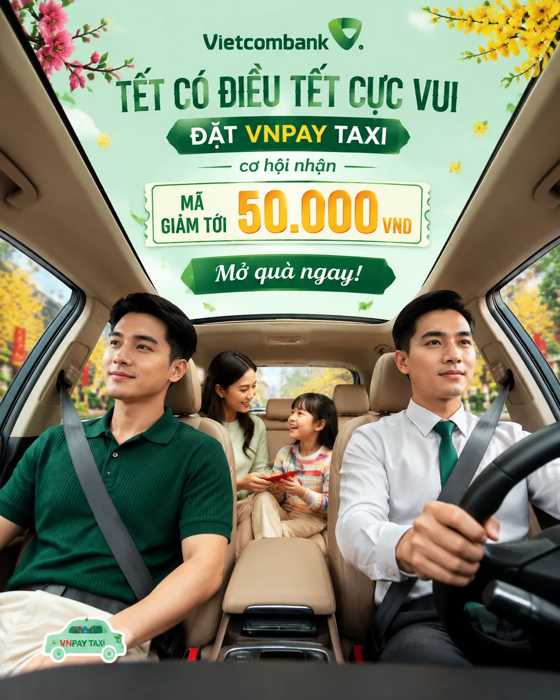 Create a polished Vietnamese Tết promotional advertisement in a portrait