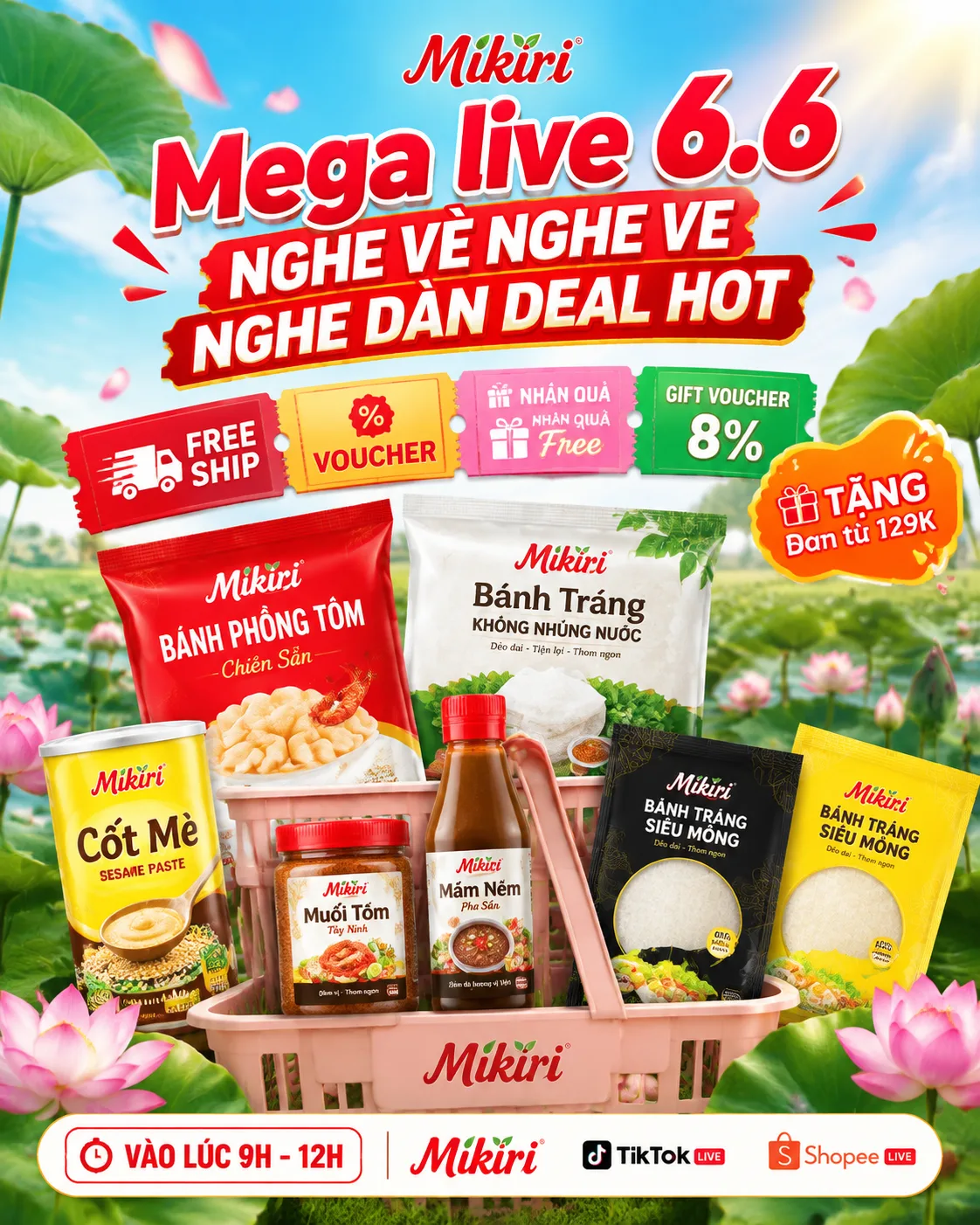 Create a vertical 4:5 Vietnamese e-commerce livestream promotional poste