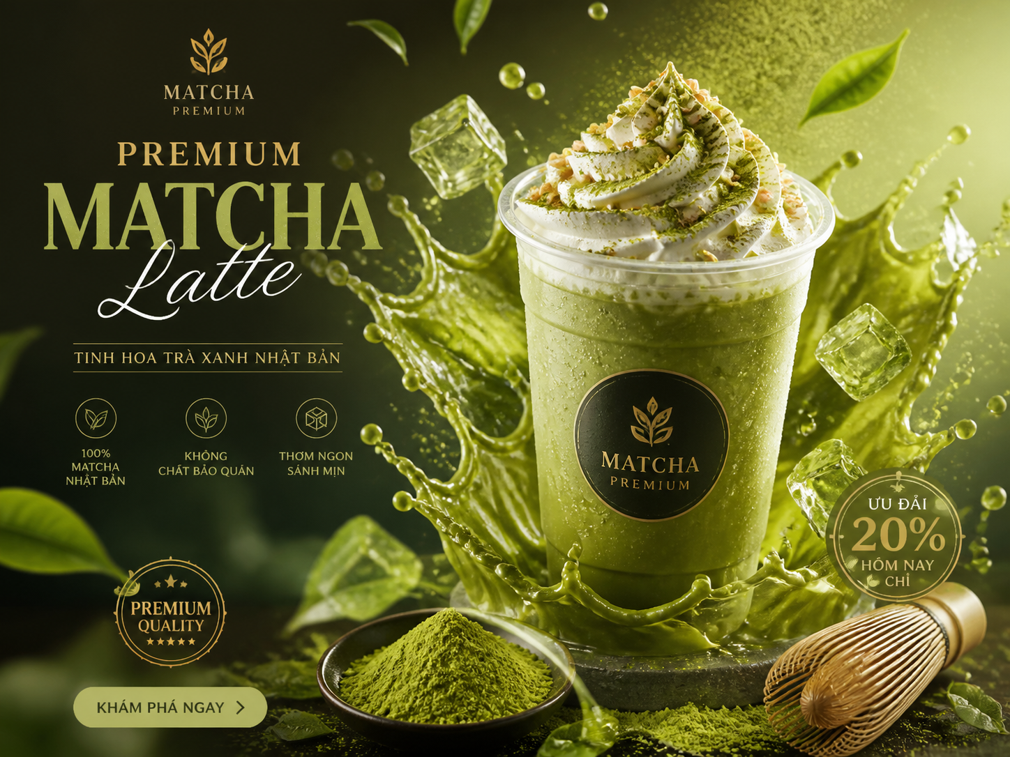 Tạo một poster quảng cáo thực phẩm dọc siêu thực cho một sản phẩm cao cấ