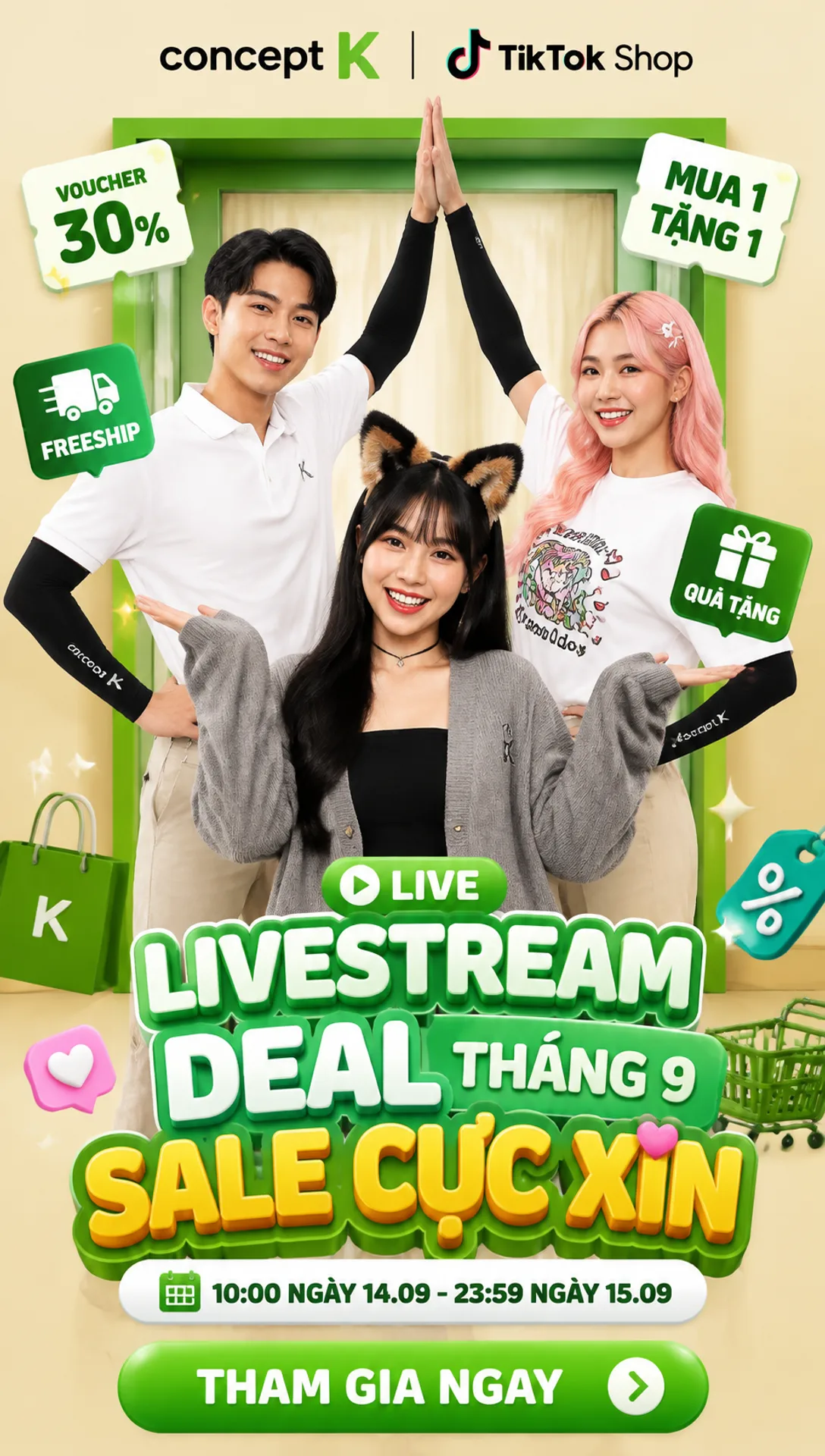 {
"en": {
"prompt": "A vertical promotional livestream poster feat