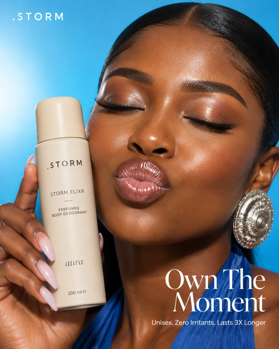 Create a polished 4:5 commercial beauty advertisement featuring one Blac