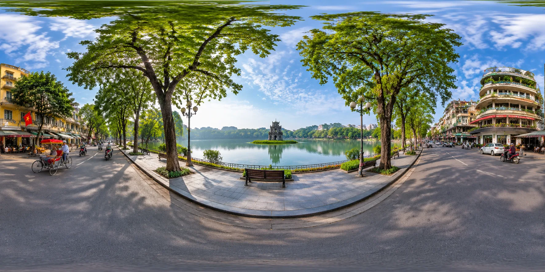 A seamless 360-degree equirectangular panorama, 2:1 aspect ratio, full s