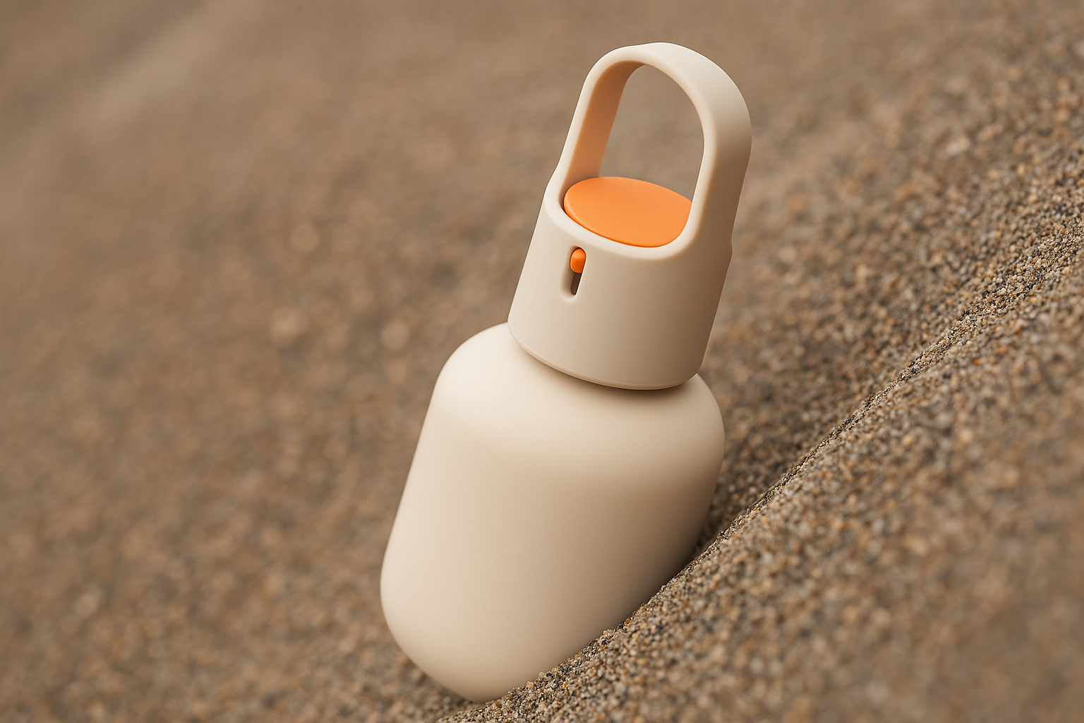 Sora prompt: A minimalistic, modern cream-colored bottle with a...