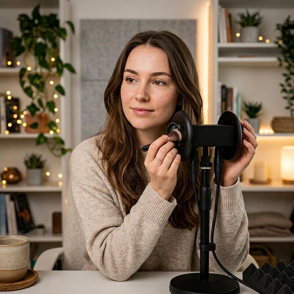 Nano Banana prompt: A realistic young adult ASMR content creator, arou...