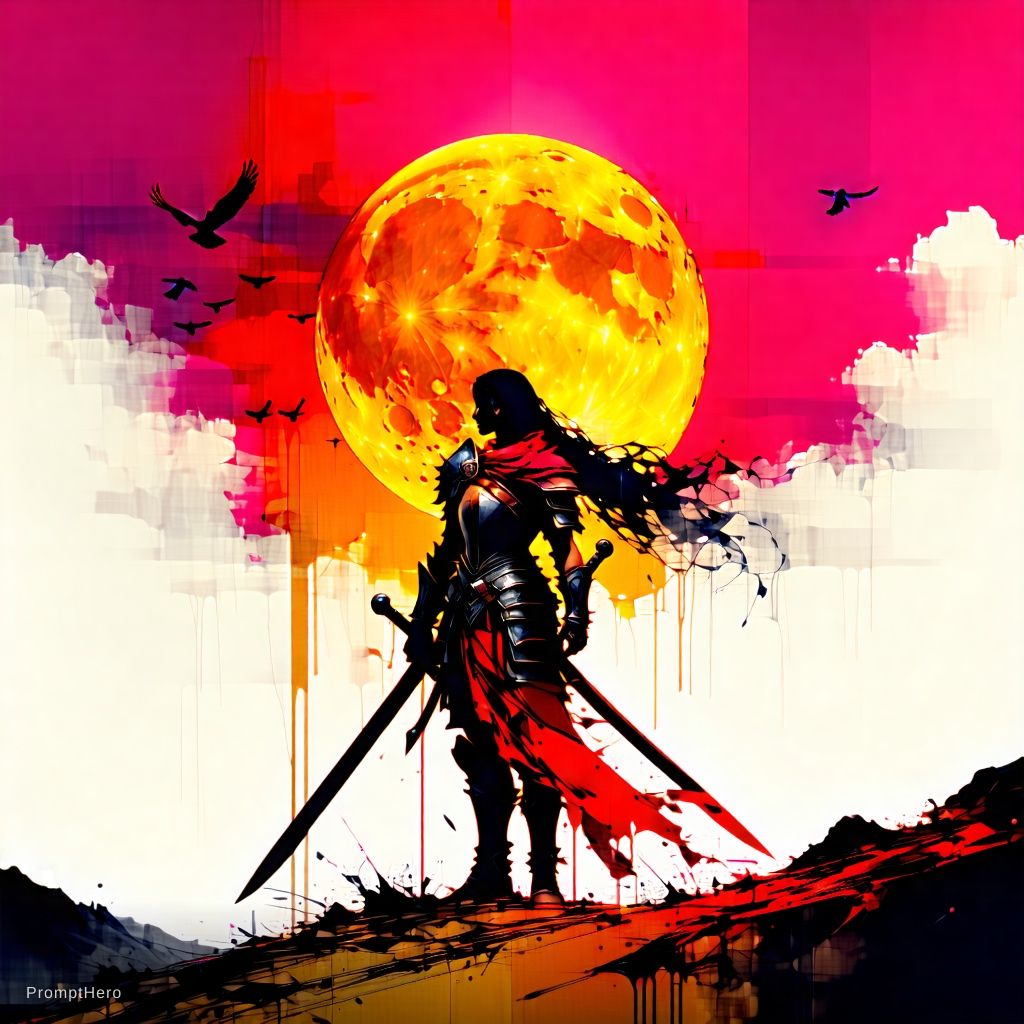 Stable Diffusion prompt: poster of warrior princess| standing on hill |cent...