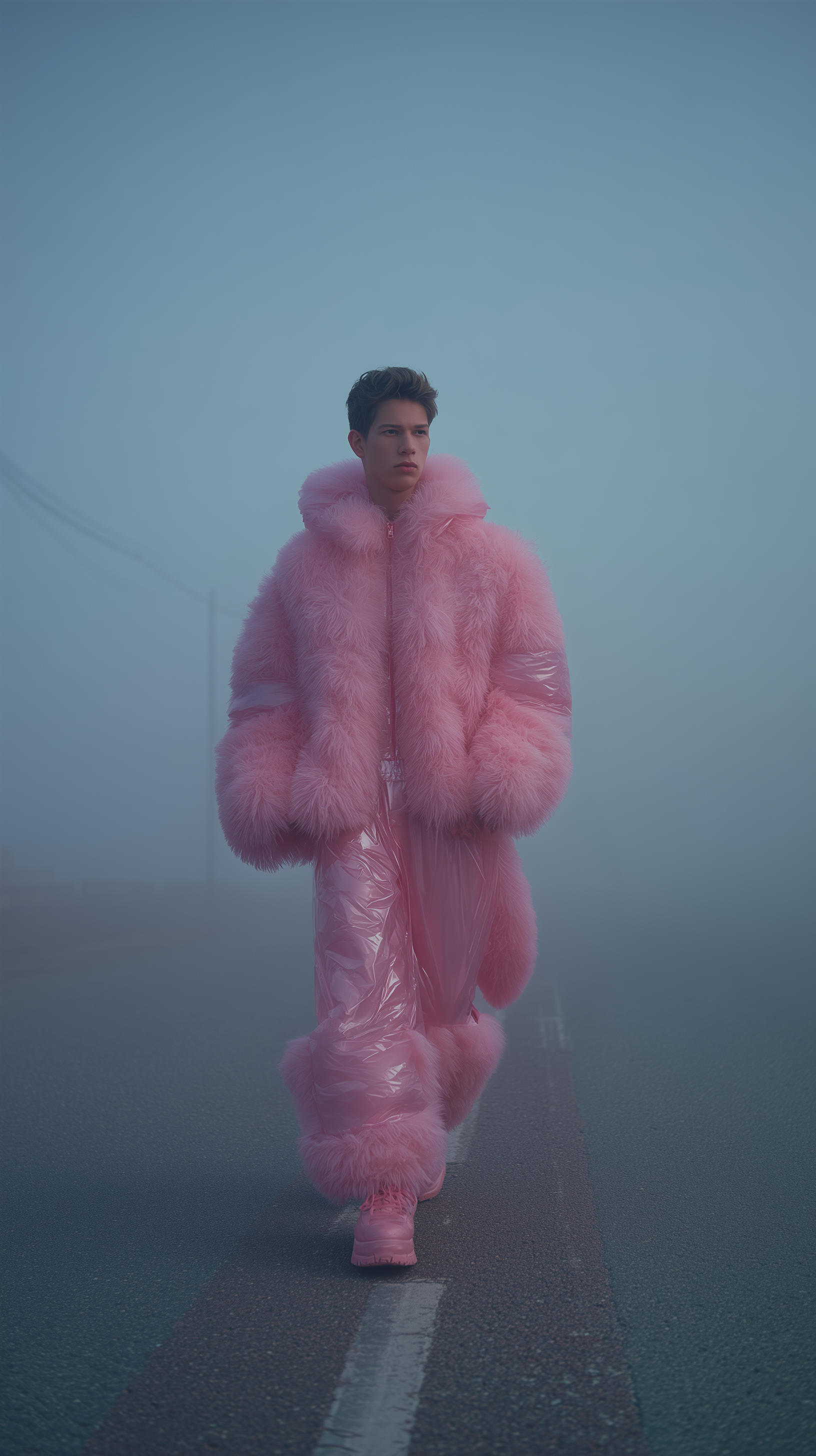 Midjourney Shatter prompt: fashion photography, man model in full-body, front...