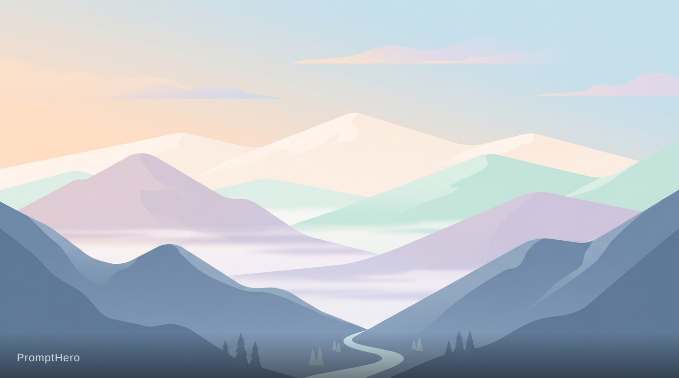 Nano Banana prompt: minimalist mountain landscape, soft pastel colors,...