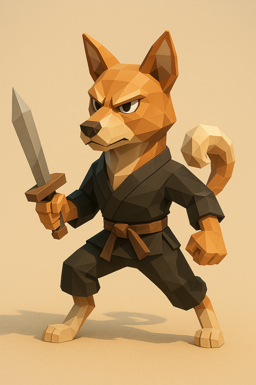 ChatGPT Image prompt: A low-poly 3D character design of Paco the Dog wie...